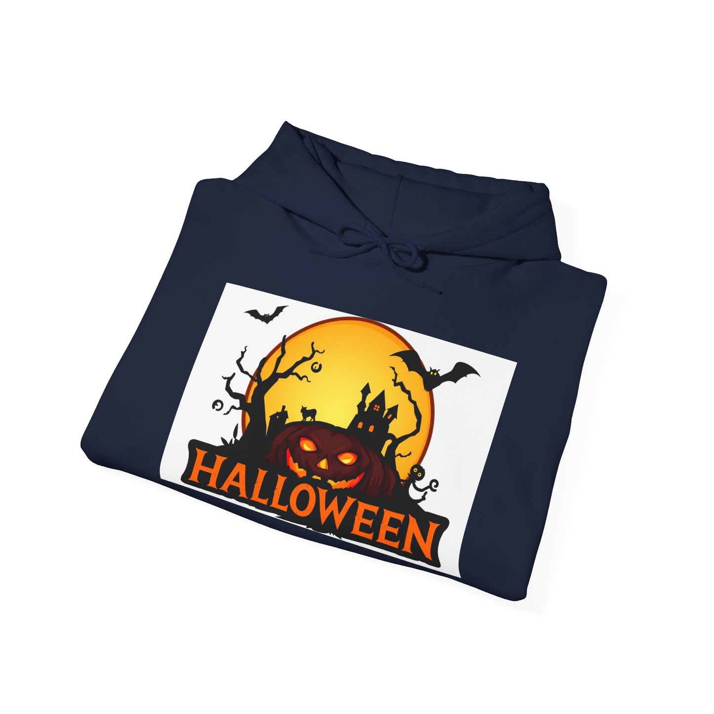 Halloween Unisex Heavy Blend Hooded Sweatshirt - Spooky Pumpkin Design