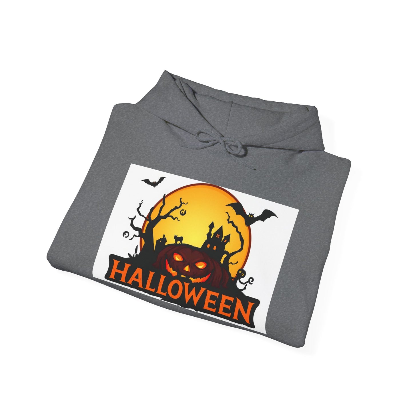 Halloween Unisex Heavy Blend Hooded Sweatshirt - Spooky Pumpkin Design