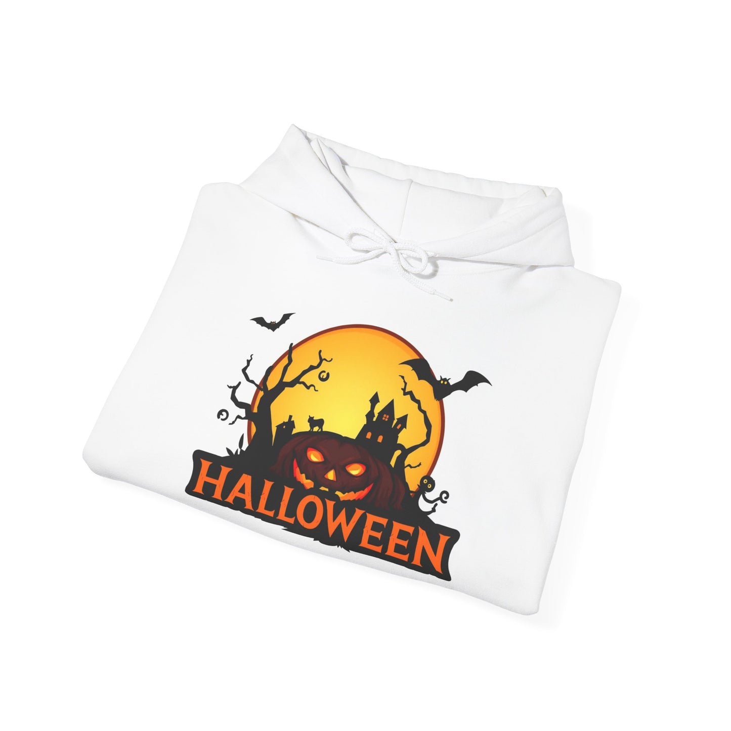 Halloween Unisex Heavy Blend Hooded Sweatshirt - Spooky Pumpkin Design