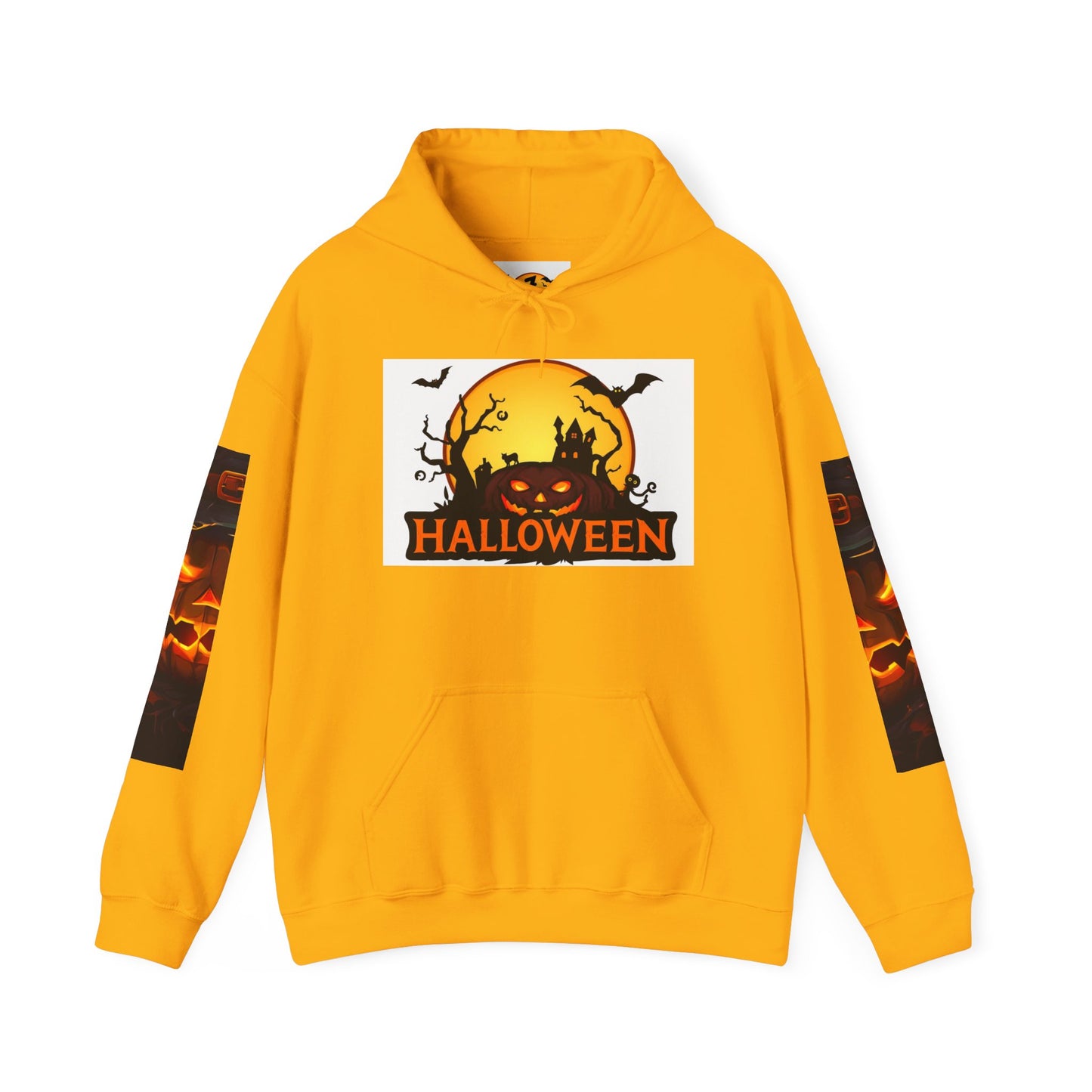 Halloween Unisex Heavy Blend Hooded Sweatshirt - Spooky Pumpkin Design