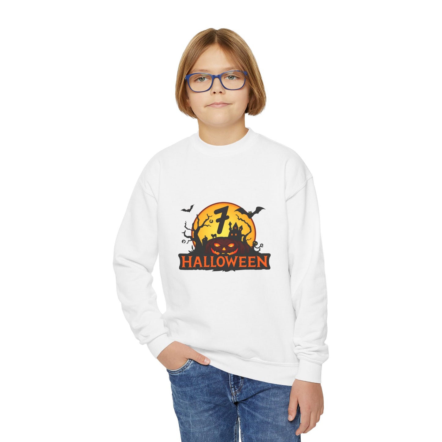 Youth Halloween Crewneck Sweatshirt with Spooky Design