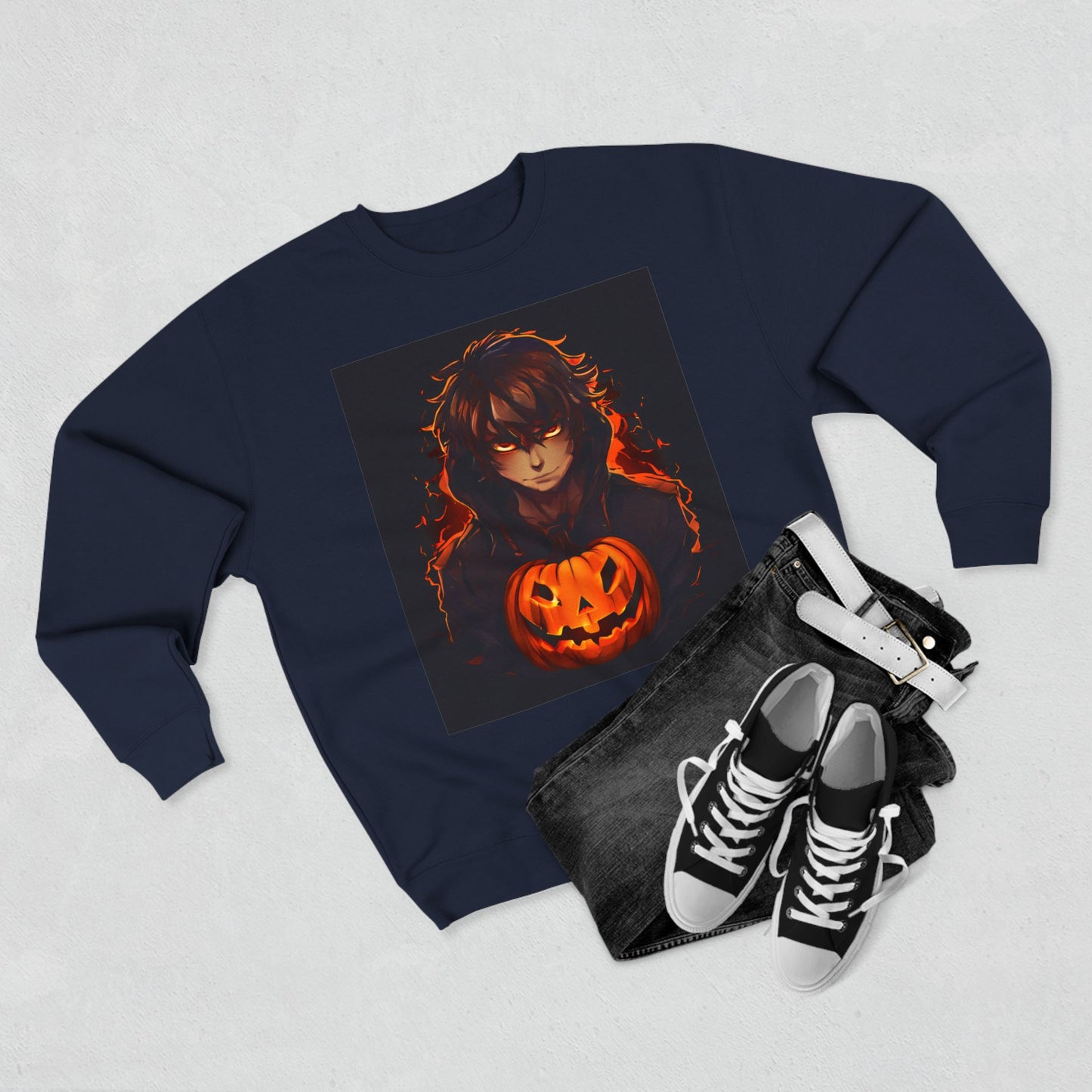 Halloween Vampire Pumpkin Unisex Crewneck Sweatshirt