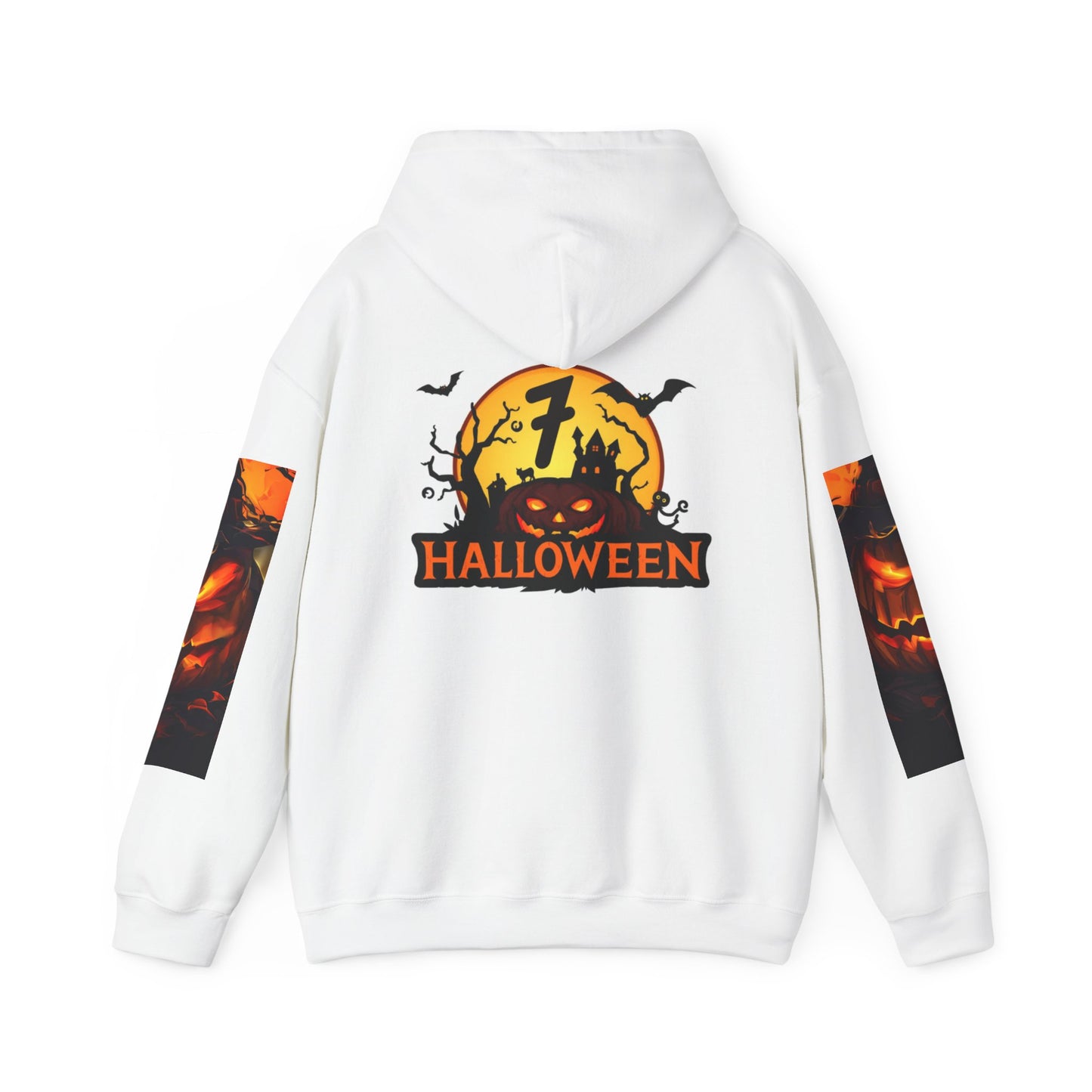 Halloween Unisex Heavy Blend Hooded Sweatshirt - Spooky Pumpkin Design