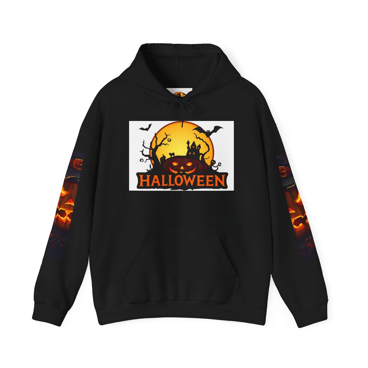 Halloween Unisex Heavy Blend Hooded Sweatshirt - Spooky Pumpkin Design