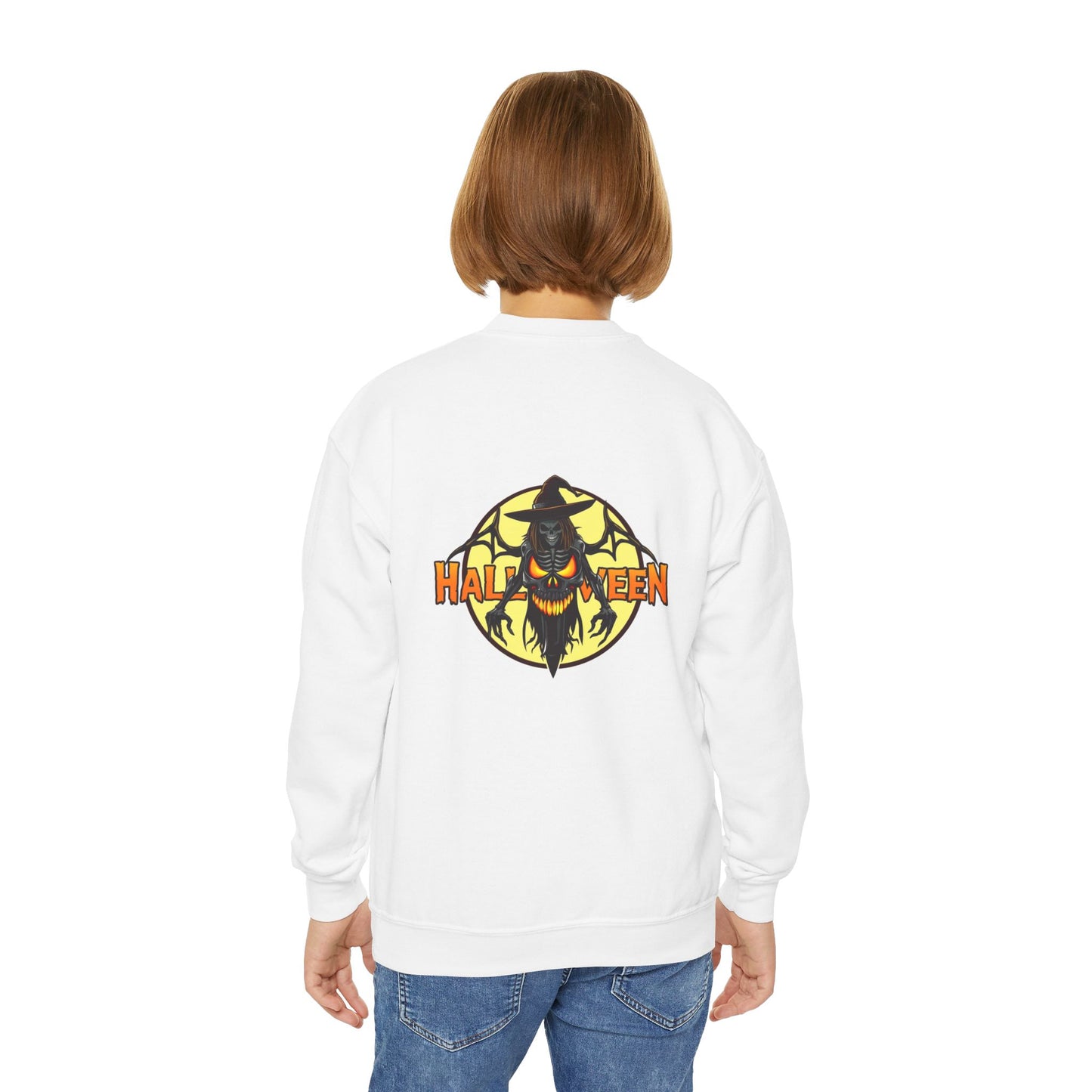 Youth Halloween Crewneck Sweatshirt with Spooky Design