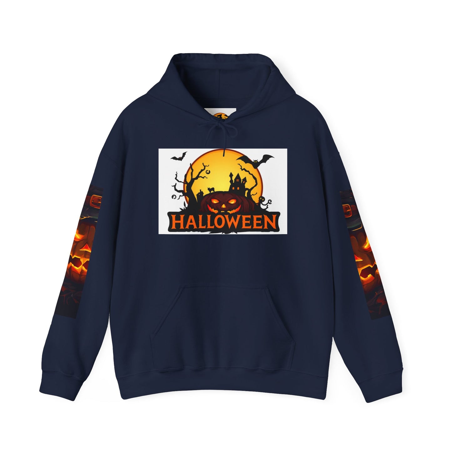 Halloween Unisex Heavy Blend Hooded Sweatshirt - Spooky Pumpkin Design