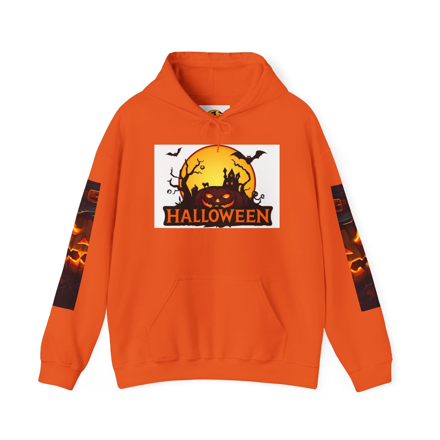 Halloween Unisex Heavy Blend Hooded Sweatshirt - Spooky Pumpkin Design