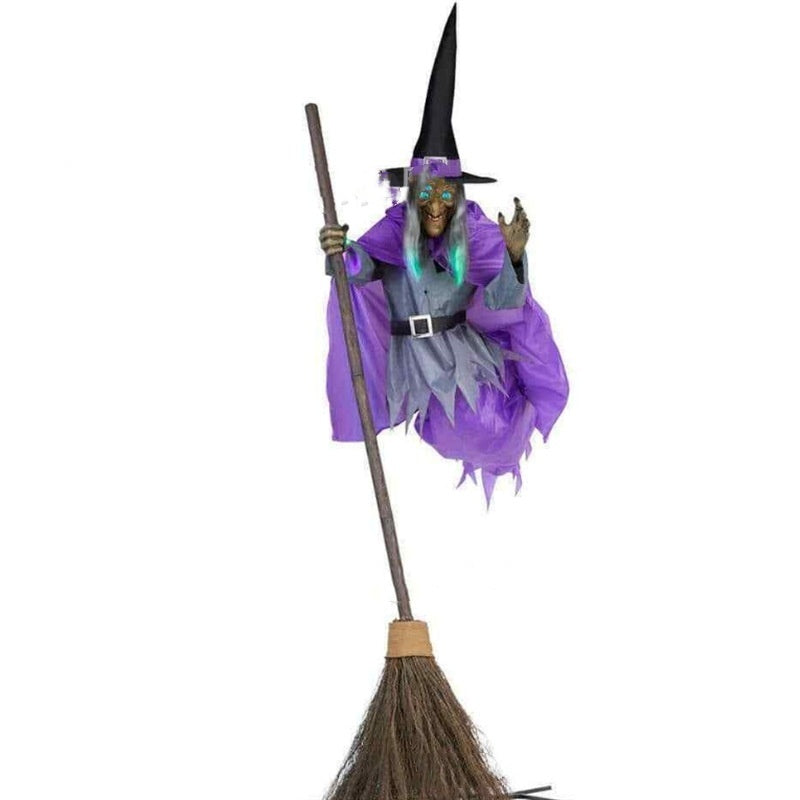 Halloween Flying Witch Decoration Halloween Ghost Outdoor Scary Animatronics Halloween Props With Scary Sound