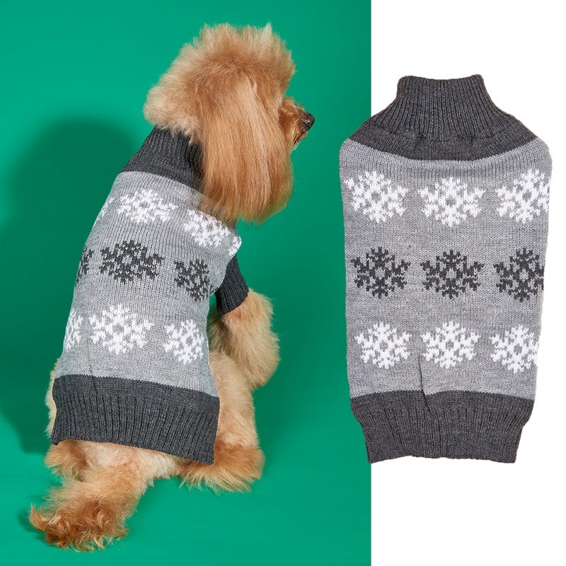 Snowflake Brown Gray Autumn And Winter New Dog Christmas Sweater