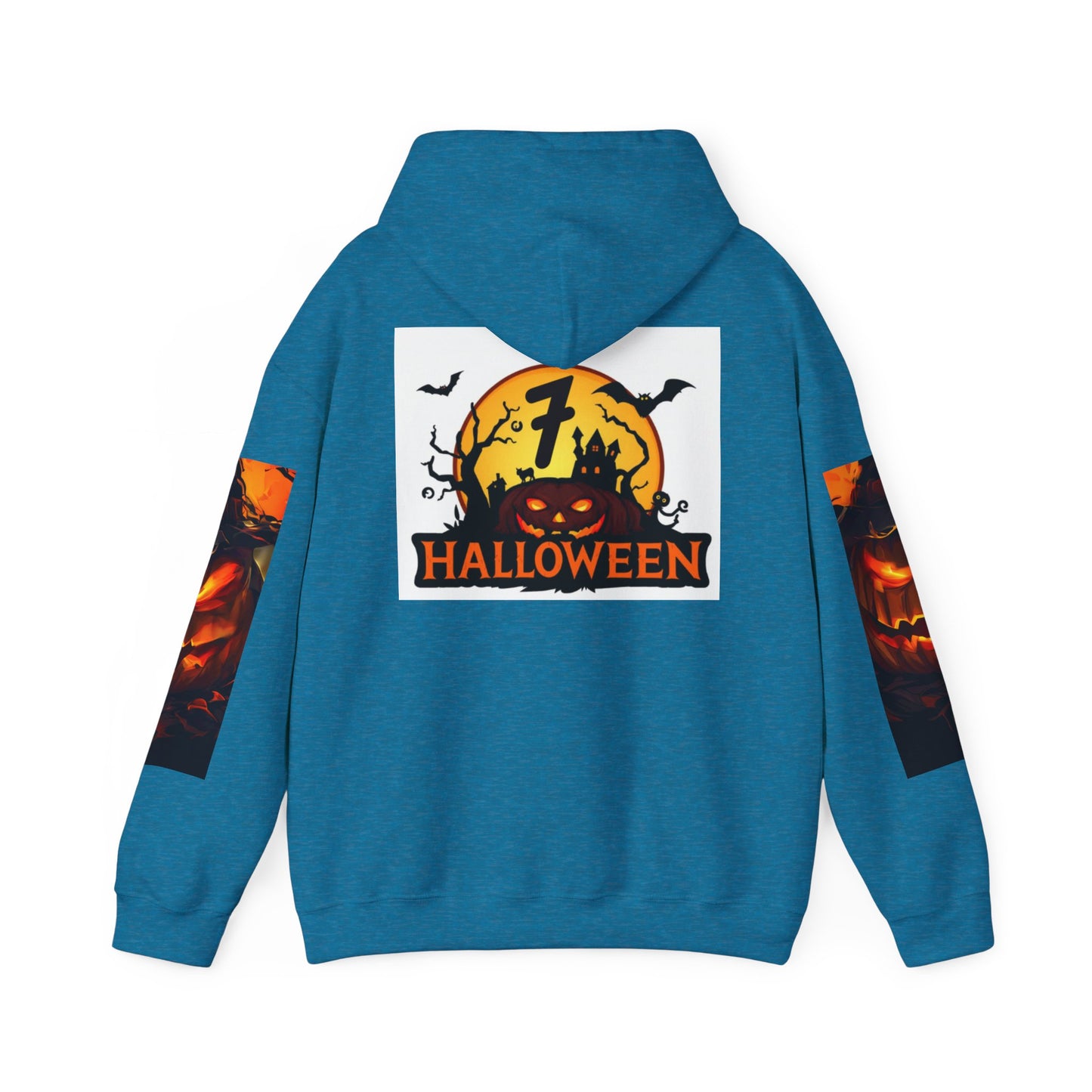 Halloween Unisex Heavy Blend Hooded Sweatshirt - Spooky Pumpkin Design