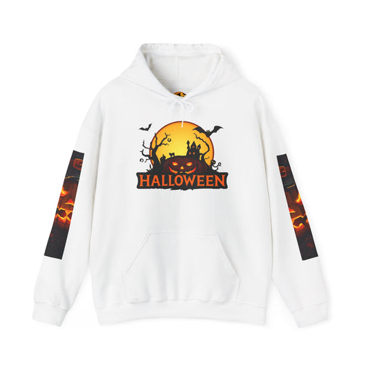 Halloween Unisex Heavy Blend Hooded Sweatshirt - Spooky Pumpkin Design