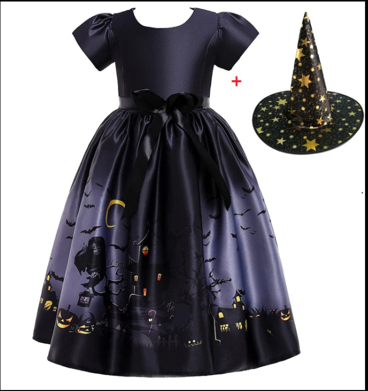 Halloween Princess Dress Halloween Printed Mesh