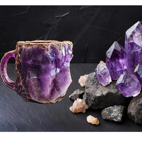 400ml Resin Mineral Crystal Coffee Mugs With Handles Elegant Fake Mineral Crystal Cup For Workplace Home Decor Christmas Gift Kitchen Gadgets